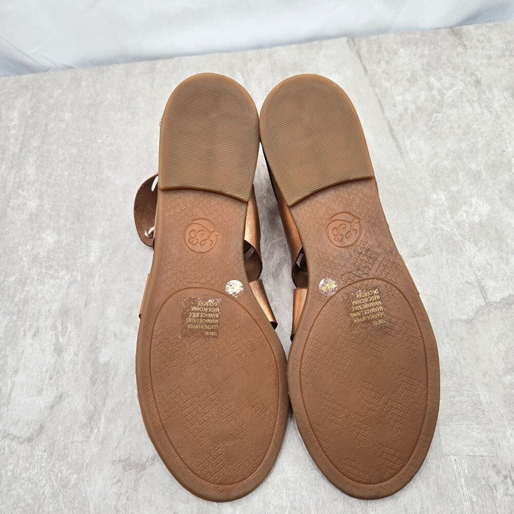 Lucky Brand Gladiator Sandals Sz 10 Rose Gold Leather Bohemian Strappy Flat - Picture 8 of 10